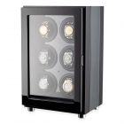 Watch Winder for 6 Watches with LED Backlight and Remote Control (Black + Carbon)