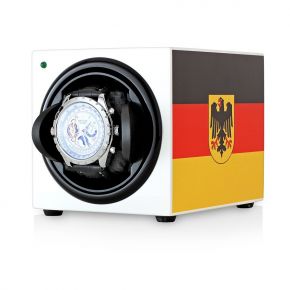 Watch Winder with 15 Available Winding Programs, Telescopic Watch Holder and Battery Option (German Flag)