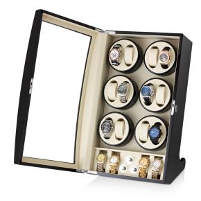Watch Winder For 12 Watches with 4 Storage Slots (Black)