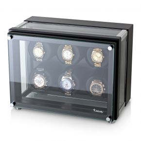 6 Watch Winder in Hi-Tech Style with Ultra-Quiet Morots (Black)