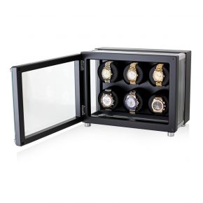 6 Watch Winder in Hi-Tech Style with Ultra-Quiet Morots (Black)