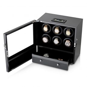 Watch Winder for 6 Watches (Carbon + Black)